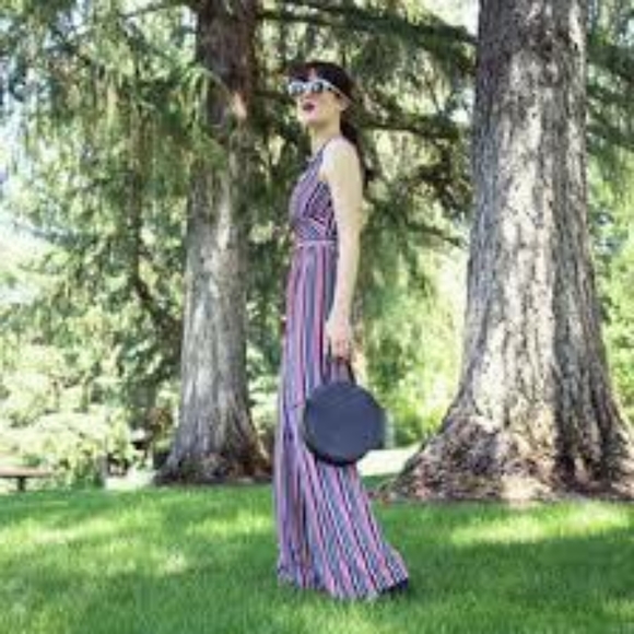 Anthropologie- Donna Morgan Striped Jumpsuit - Picture 2 of 16